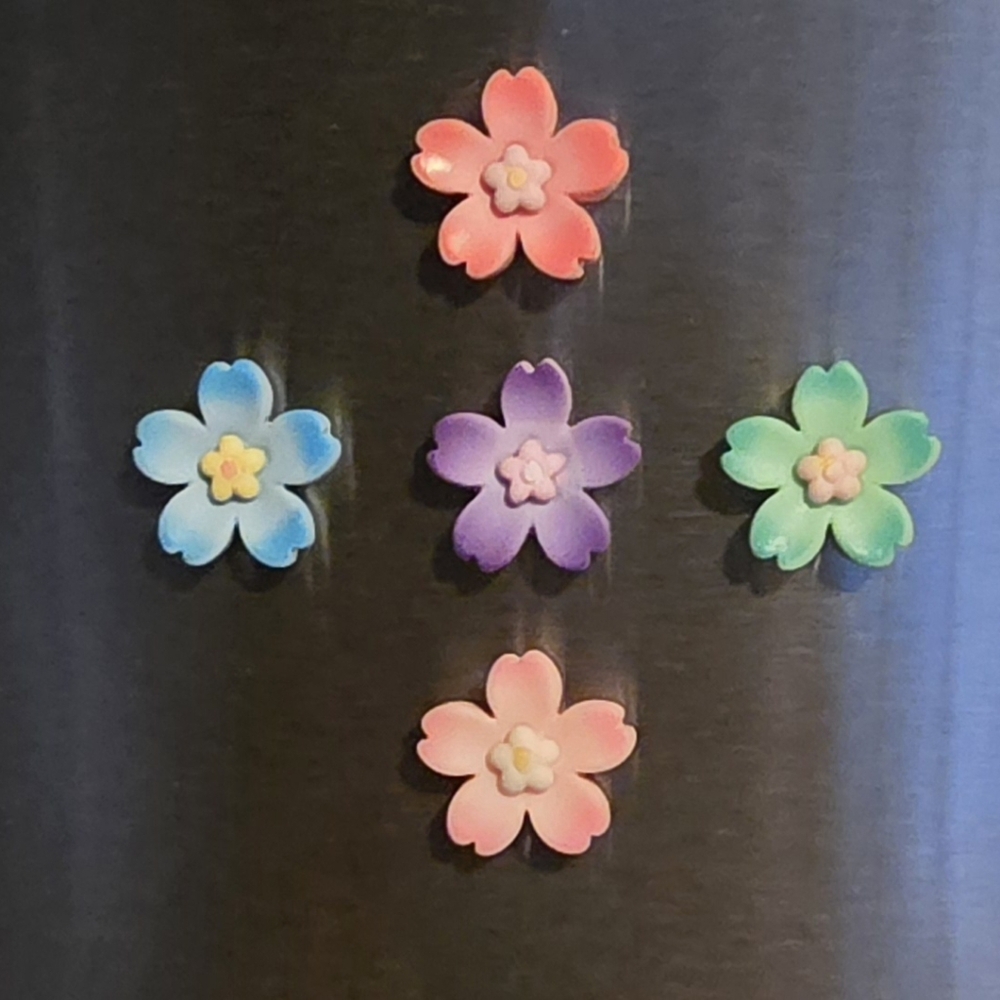 Colorful Japanese Sakura Flower Magnet Set